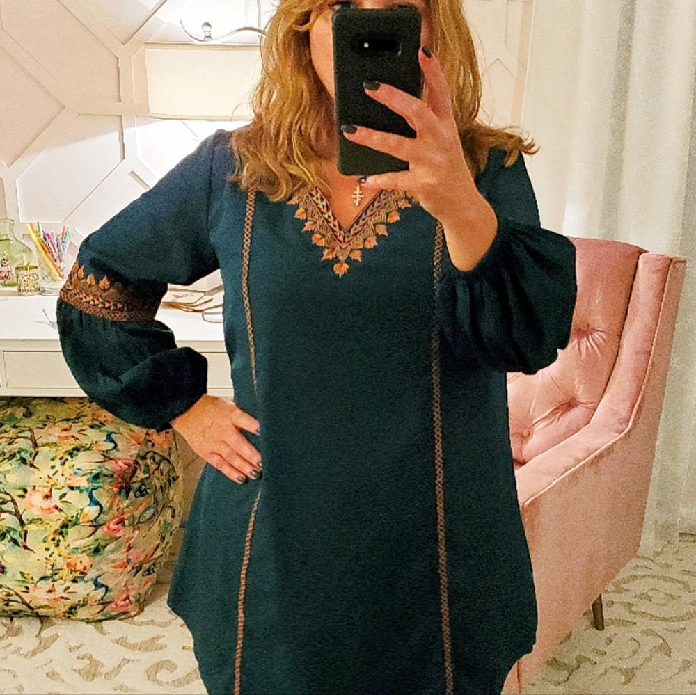 Benares Deep Green Zandra Tunic Dress NWT - Picture 4 of 6